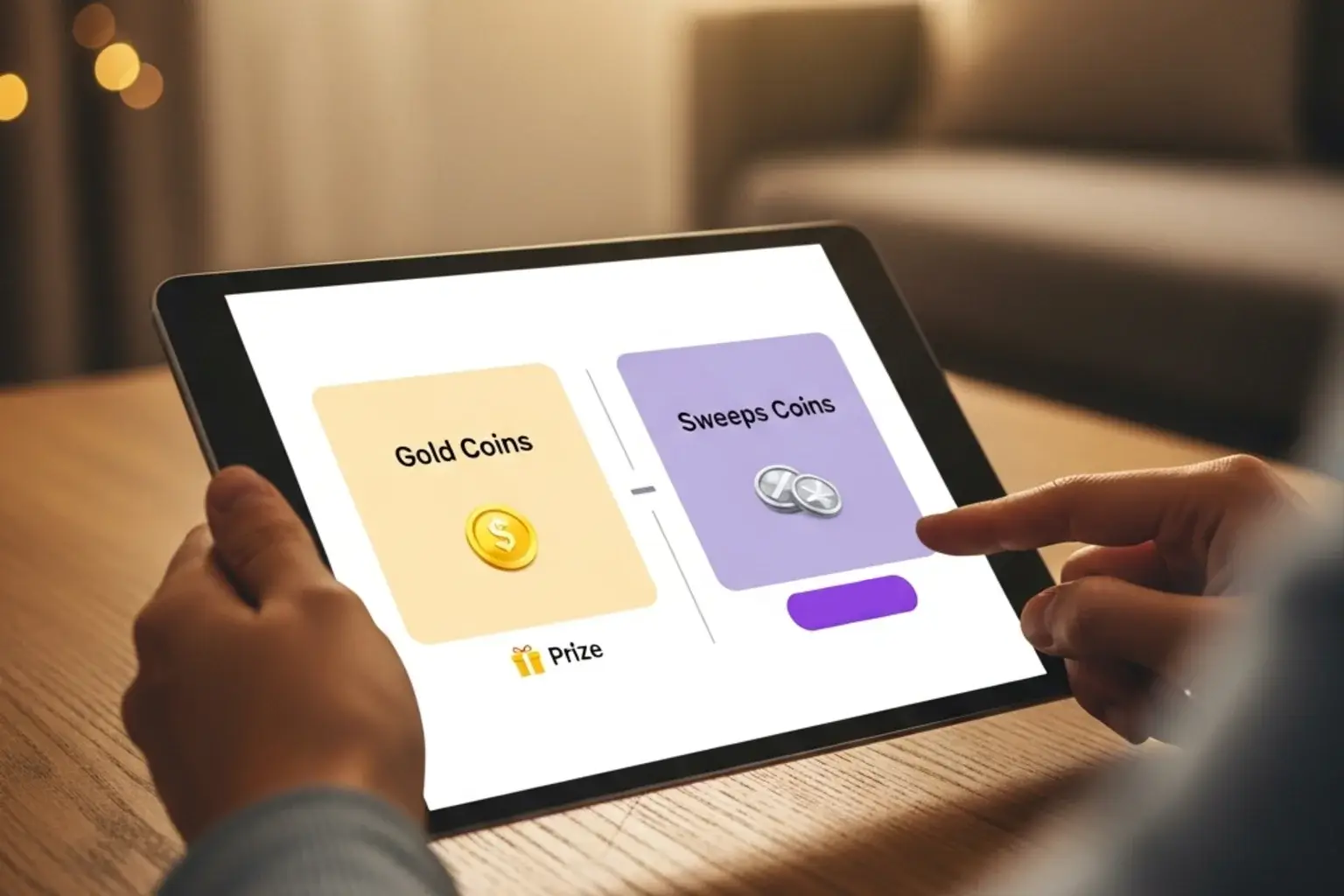 Gold Coins and Sweeps Coins comparison on sweepstakes casino screen