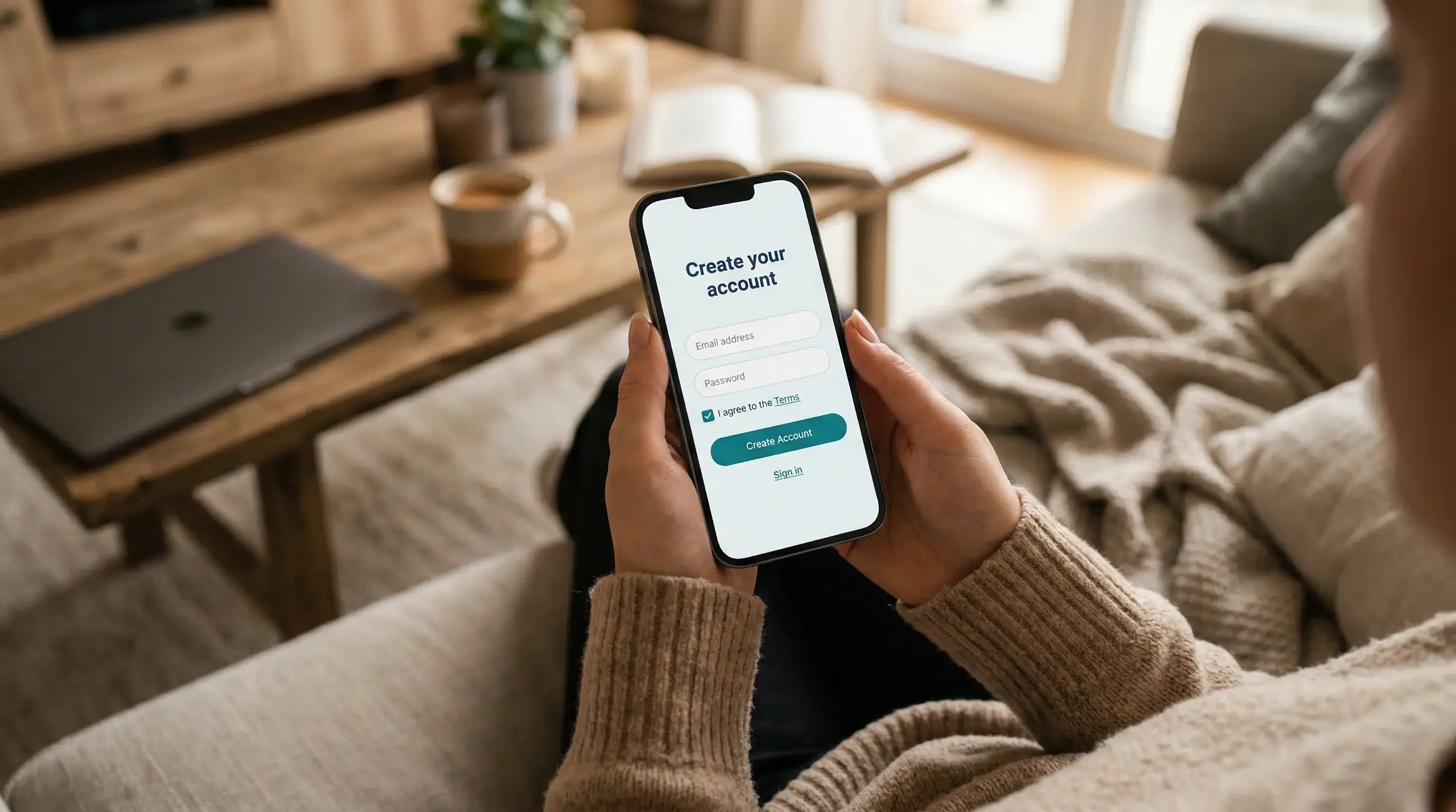 Person registering for sweepstakes casino account on mobile device