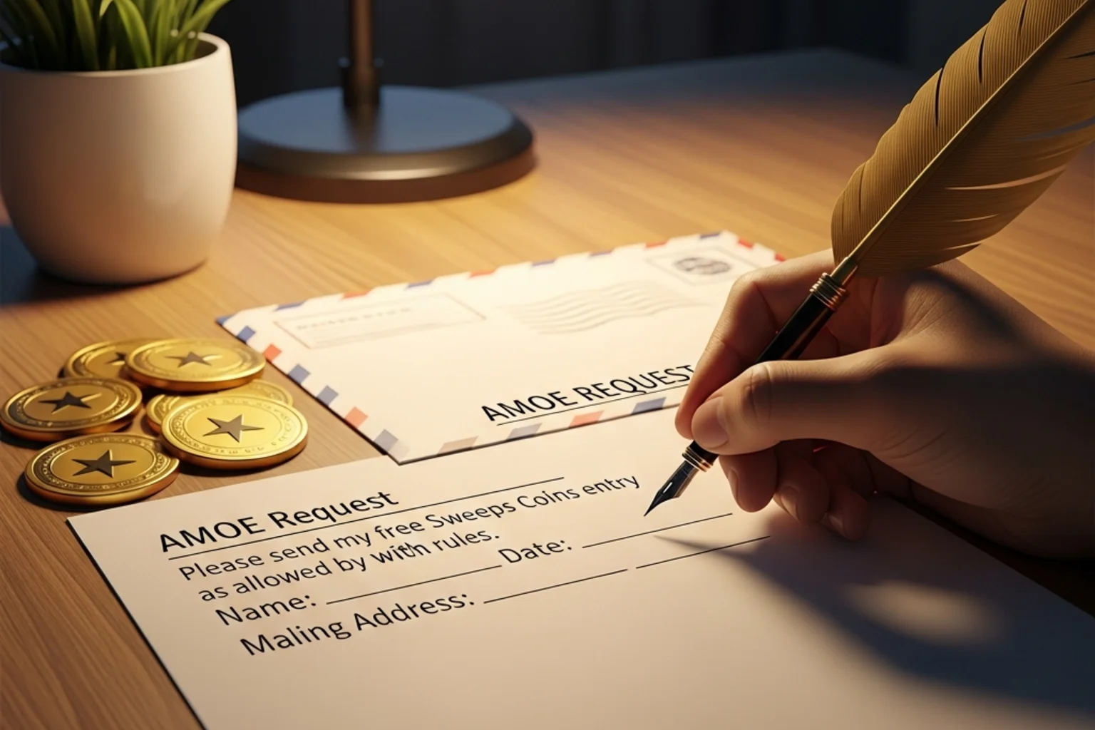 Free Sweeps Coins by Mail: AMOE Request Guide & Templates