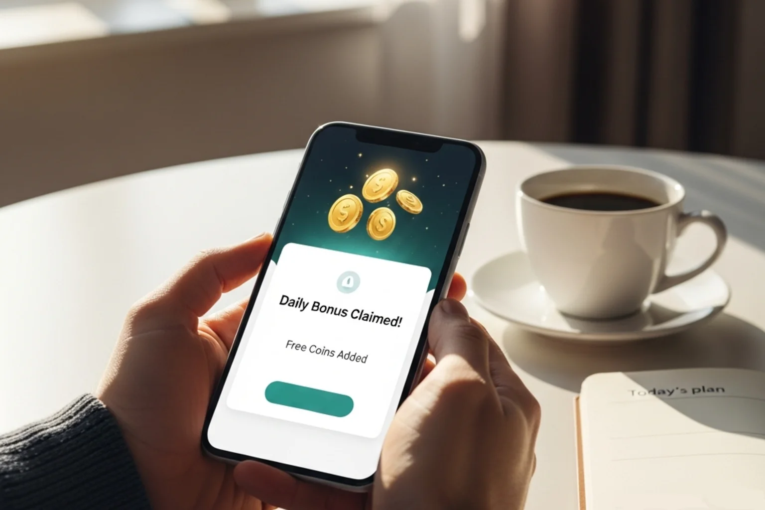 Sweepstakes casino daily login bonus with free coins reward